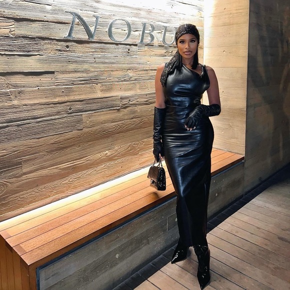 Zara Black Faux Leather Midi Dress - Picture 7 of 17